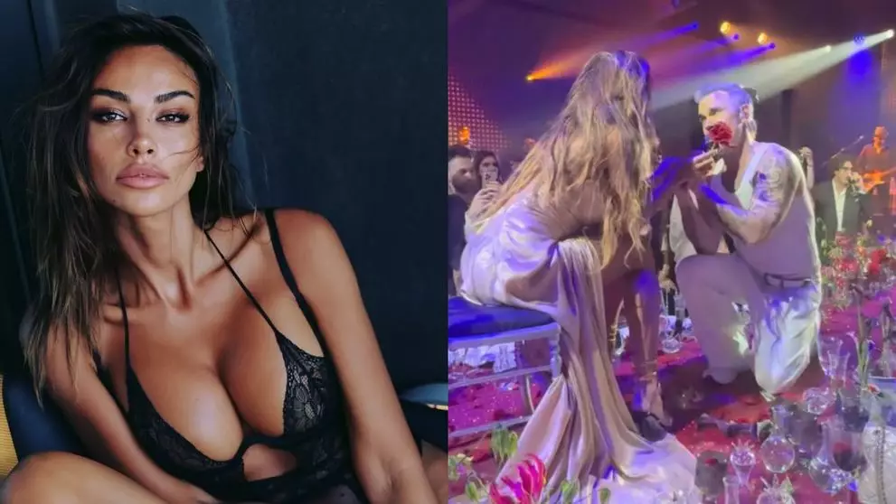 Mădălina Ghenea, moment incendiar. Robbie Williams s-a pus &icirc;n genunchi &icirc;n fața rom&acirc;ncei și i-a făcut o dedicație. Imaginile au devenit virale!